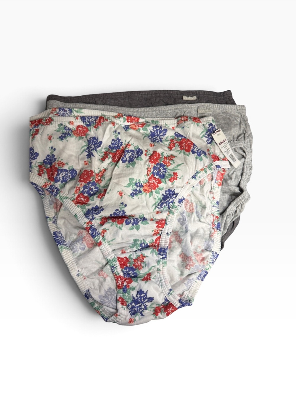 Jockey Women’s Size 8 High Waist Cotton Panties 4 Pack Floral Gray Black New